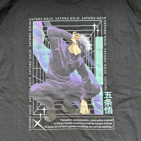 NWT Jujutsu Kaisen Satoru Gojo Mens Graphic T-Shirt Black Anime Tee Size 2XL - Picture 3 of 5